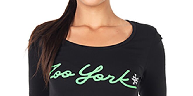 Dámske čierne tričko s dlhým rukávom a nápisom Zoo York