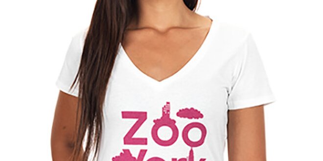Dámske biele  tričko s hlbokým výstrihom Zoo York