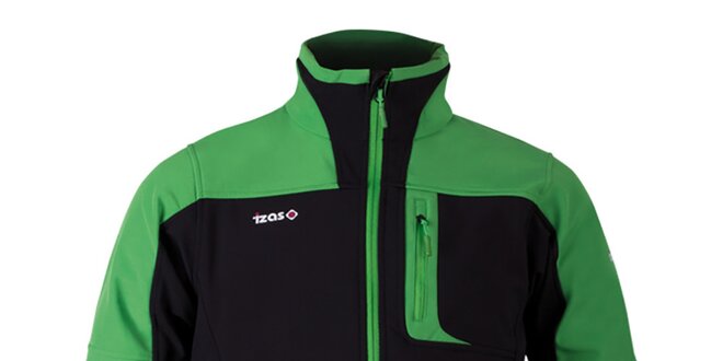 Pánska čierno-zelená softshellová bunda Izas