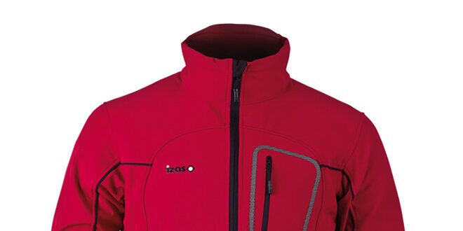 Pánska červená softshellová bunda s čiernymi prvkami Izas