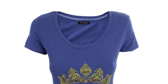Dámske modrofialové tričko s korunou Phard