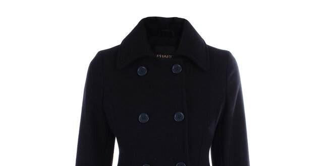 Dámsky čierny dvojradový kabát Phard