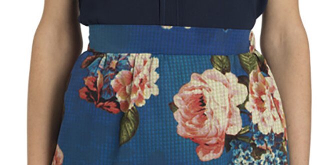 Dámska modrá sukňa s kvetmi Compania Fantastica