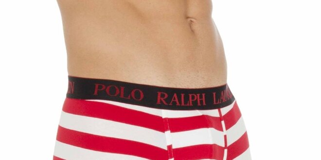 Pánske červeno-biele pruhované boxerky Ralph Lauren