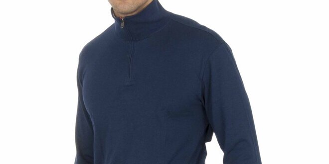 Pánske tmavo modré tričko so stojačikom Ralph Lauren