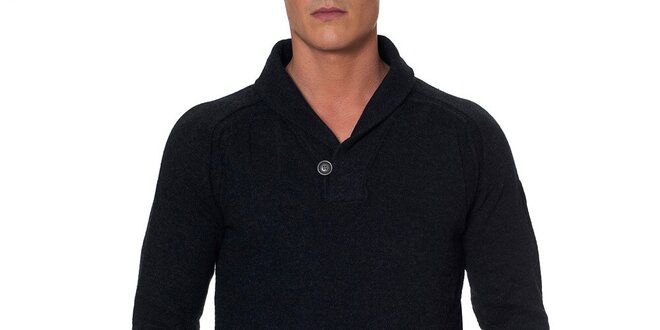Pánsky antracitový sveter s gombíkom Paul Stragas