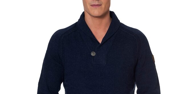 Pánsky tmavomodrý sveter s gombíkom Paul Stragas
