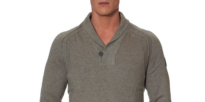 Pánsky šedohnedý sveter s gombíkom Paul Stragas
