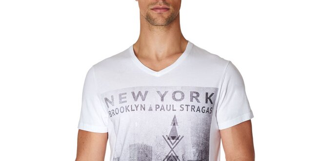Pánske biele tričko s mestskou potlačou Paul Stragas