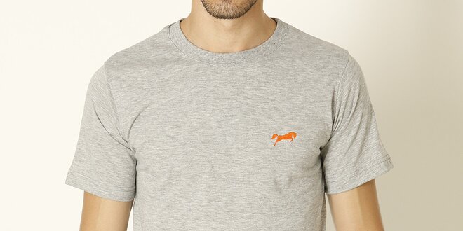 Pánske svetlo šedé tričko s oranžovým logom Chaser