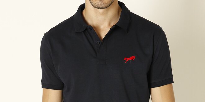 Pánske tmavo modré polo tričko s červeným logom Chaser