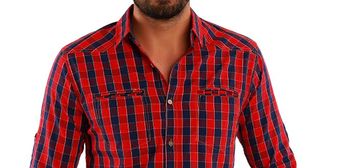 Pánska červeno kockovaná košeľa Premium Company