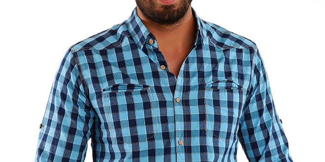 Pánska modro kockovaná košeľa Premium Company