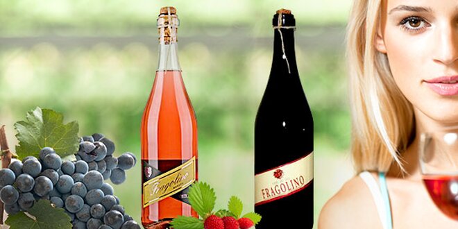 Ružové a červené perlivé jahodové víno Fragolino