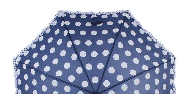 Dámsky modrý dáždnik s bielymi bodkami Ferré Milano
