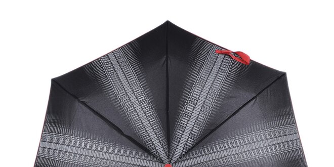 Dámsky čierny skladací dáždnik s nápismi Ferré Milano