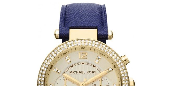 Dámske hodinky s tmavým koženým remienkom Michael Kors