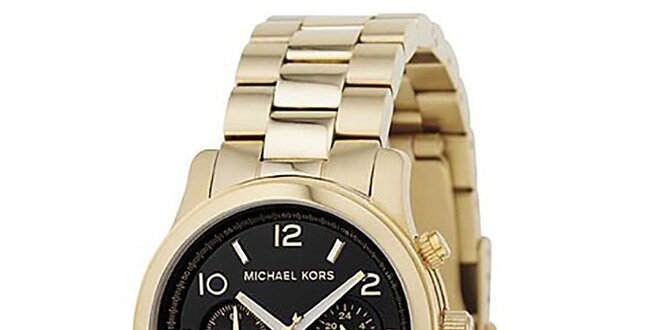 Dámske pozlátené hodinky s tmavým ciferníkom Michael Kors