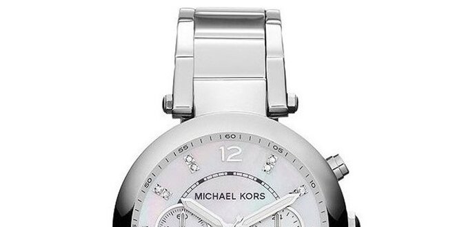 Dámske strieborné hodinky s bielymi zirkónmi Michael Kors