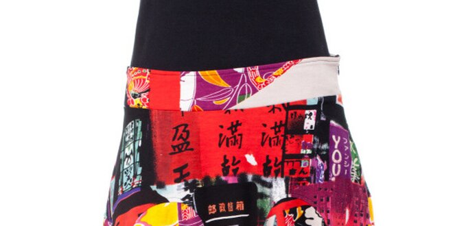 Dámska farebná sukňa s japonskými motívmi Janis