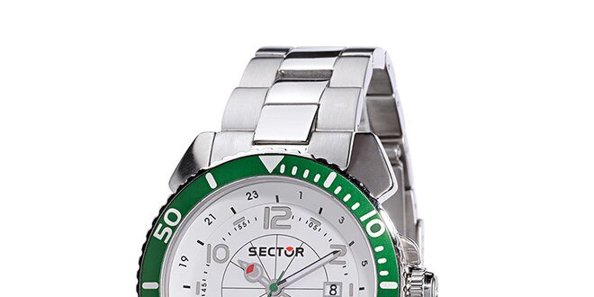 Pánske oceľové hodinky Sector so zeleným detailom