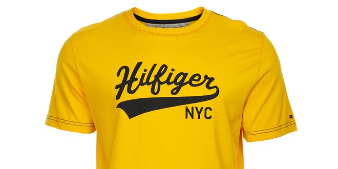 Pánske žlté tričko Tommy Hilfiger s potlačou
