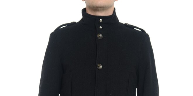 Pánsky čierny kabát s gombíkmi Vera Ravenna