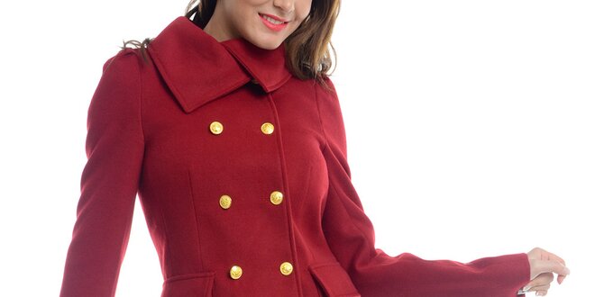 Dámsky červený vlnený kabát Vera Ravenna