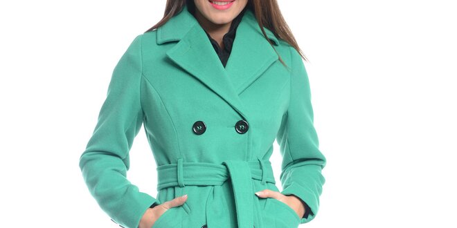 Dámsky zelený kabát s opaskom Vera Ravenna