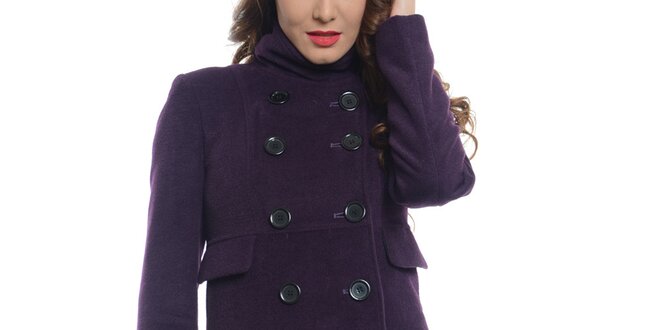 Dámsky fialový dvojradový kabát Vera Ravenna