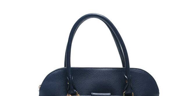 Dámska modrá kožená kabelka s retiazkou Carla Ferreri