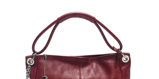 Dámska tehlová kožená kabelka s ozdobnými strapcami Carla Ferreri