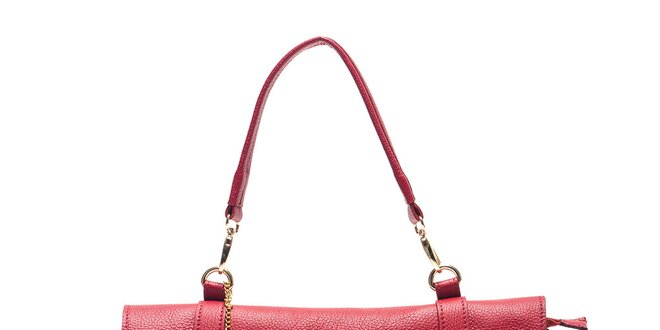 Dámska červená kabelka s okrúhlym príveskom Carla Ferreri
