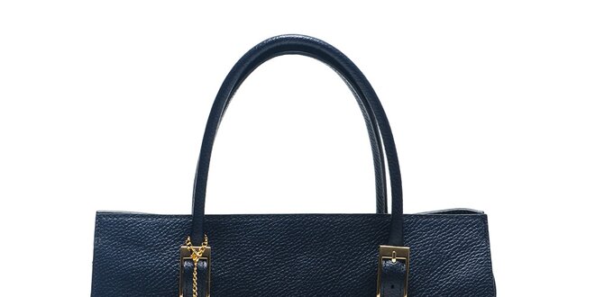 Dámska modrá kabelka so zlatými prvkami Carla Ferreri