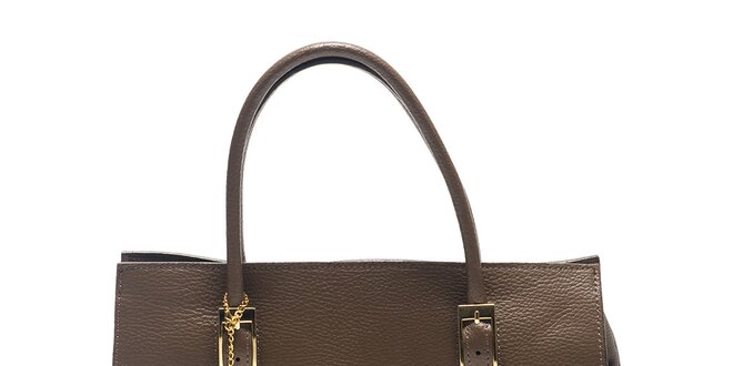 Dámska hnedá kabelka so zlatými prvkami Carla Ferreri