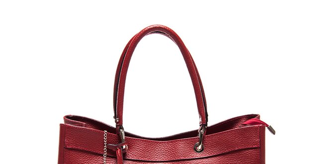 Dámska červená kožená kabelka Carla Ferreri