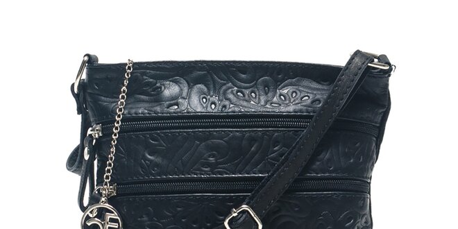 Dámska čierna kožená taška so vzorom Carla Ferreri
