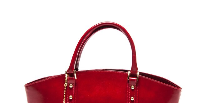 Dámska karmínovo červená kožená kabelka Carla Ferreri
