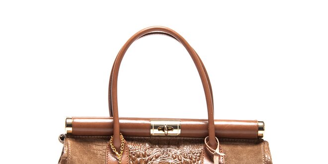 Dámska kufríková kabelka v hnedej farbe Carla Ferreri