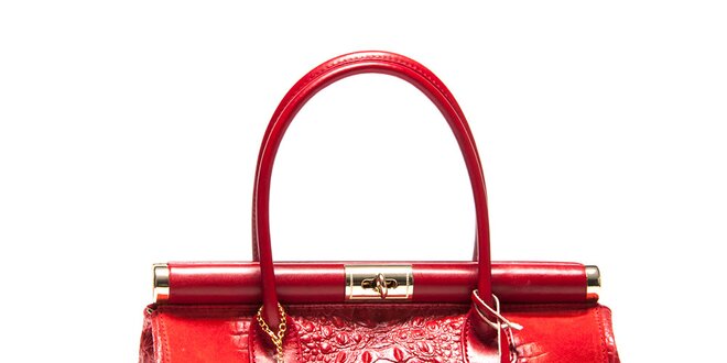 Dámska kufríková kabelka v červenej farbe Carla Ferreri