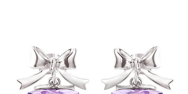 Dámske náušnice s mašličkami a fialovými kryštáľmi Mileyna Accesories
