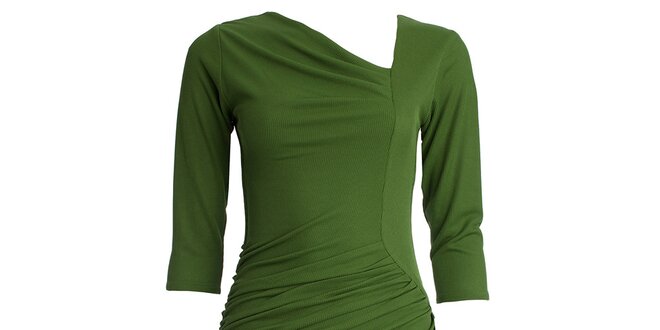 Dámske zelené šaty s asymetrickým výstrihom CeMe London