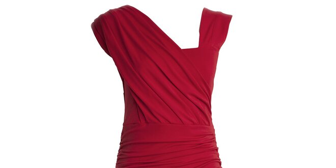 Dámske červené šaty s asymetrickým výstrihom CeMe London