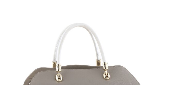 Dámska béžovo-biela kabelka s kovovými prvkami Valentina Italy