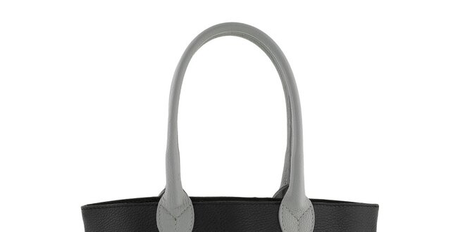 Dámska šedo-čierna kožená kabelka Valentina Italy