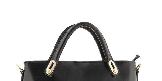 Dámska čierna kožená obdĺžniková kabelka Valentina Italy