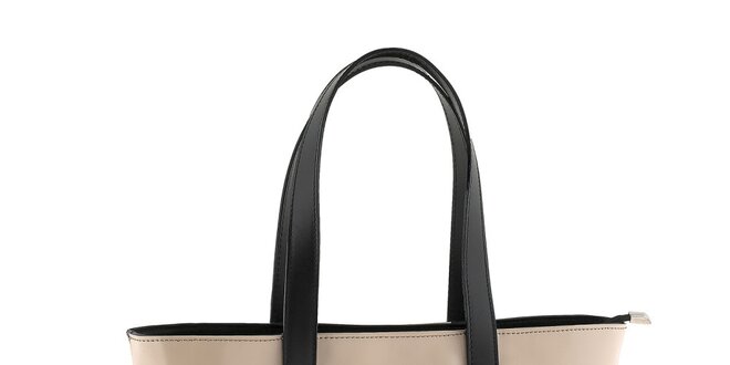 Dámska béžovo-čierna kožená taška Valentina Italy