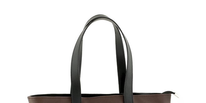 Dámska hnedo-čierna kožená taška Valentina Italy