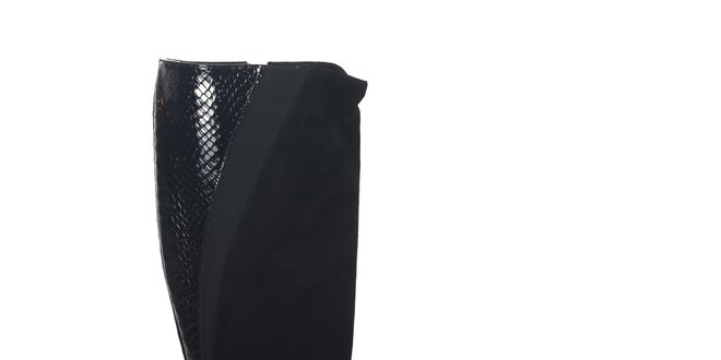 Dámske čierne čižmy s lesklým vzorom Joana and Paola