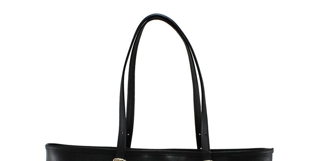 Dámska čierna kožená kabelka na zips Florence Bags